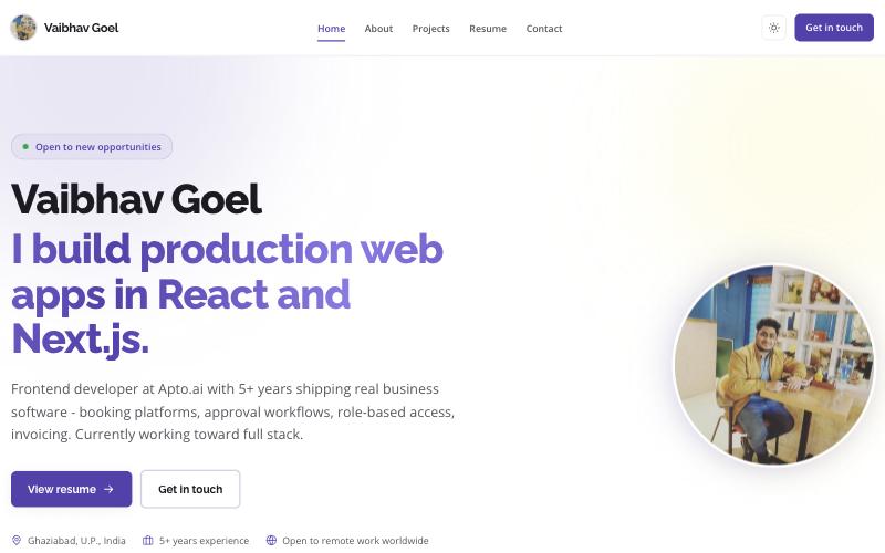 Screenshot of This portfolio